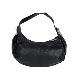 Cromia Black Italian Pebbled Leather & Patent Leather Shoulder Bag